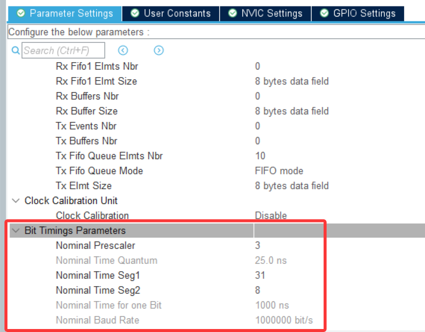 Bit Timings Parameters